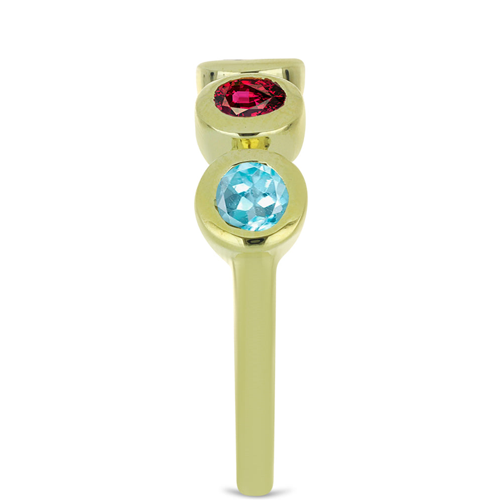 Anillo de Plata Bañada en Oro con Chakra Turmalina 4 