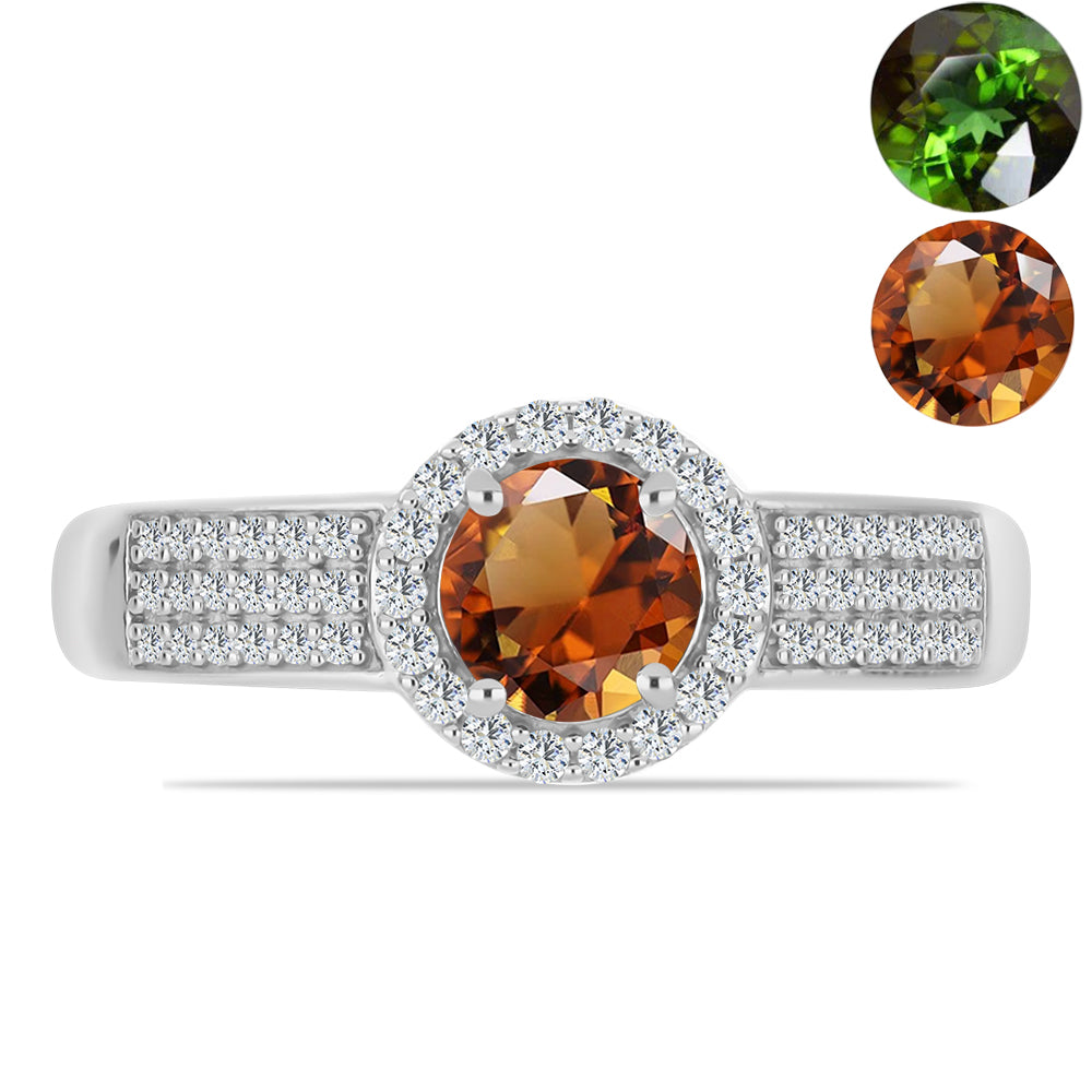 Anillo de Plata con Zultanita de Anatolia certificado y cultivado en laboratorio y Topacio Blanco 1 