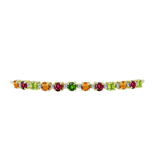 Pulsera de Plata Bañada en Oro con Chakra Turmalina y Topacio Blanco
