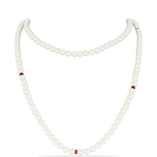 Conjunto de Plata Bañada en Oro con Perla de Agua Dulce y Rubí de Madagascar ( Collar +Pendientes )