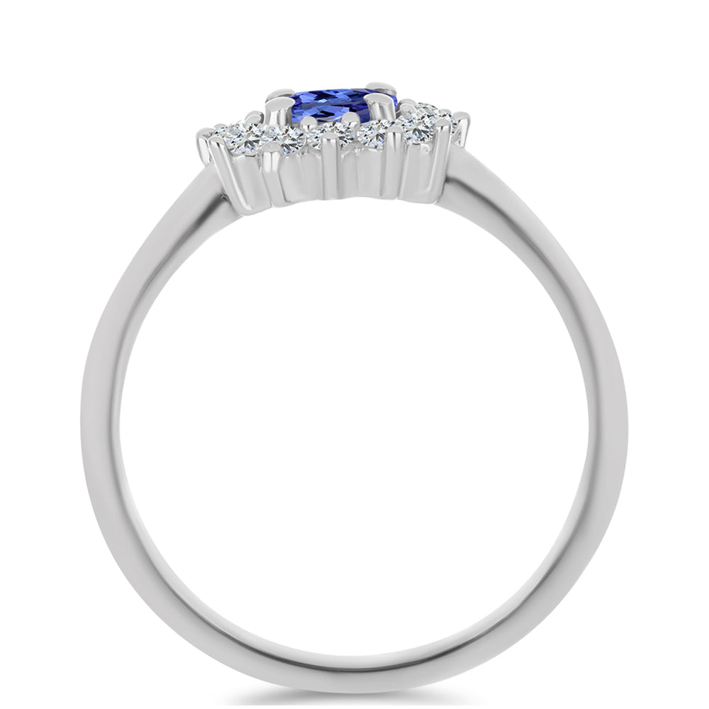 Anillo de Plata con Tanzanita y Topacio Blanco