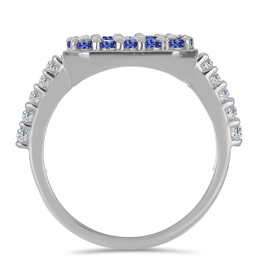 Anillo de Plata con Tanzanita y Topacio Blanco