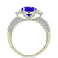 Anillo de Plata Bañada en Oro con Ágata azul y Topacio Blanco