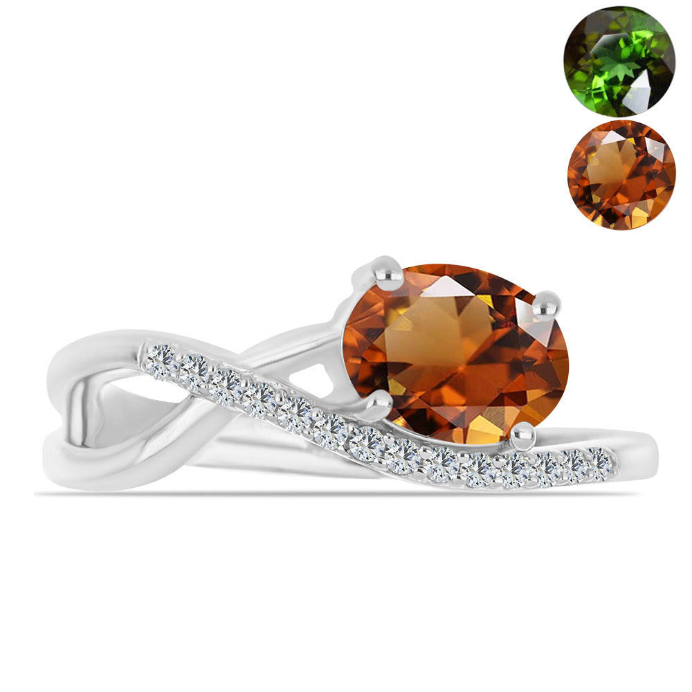 Anillo de Plata con Zultanita de Anatolia certificado y cultivado en laboratorio y Topacio Blanco 1 