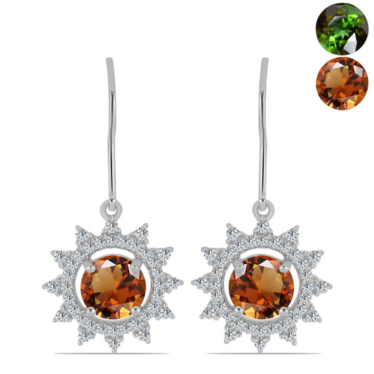 Pendientes de Plata con Zultanita de Anatolia certificado y cultivado en laboratorio y Topacio Blanco