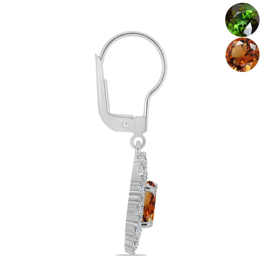 Pendientes de Plata con Zultanita de Anatolia certificado y cultivado en laboratorio y Topacio Blanco