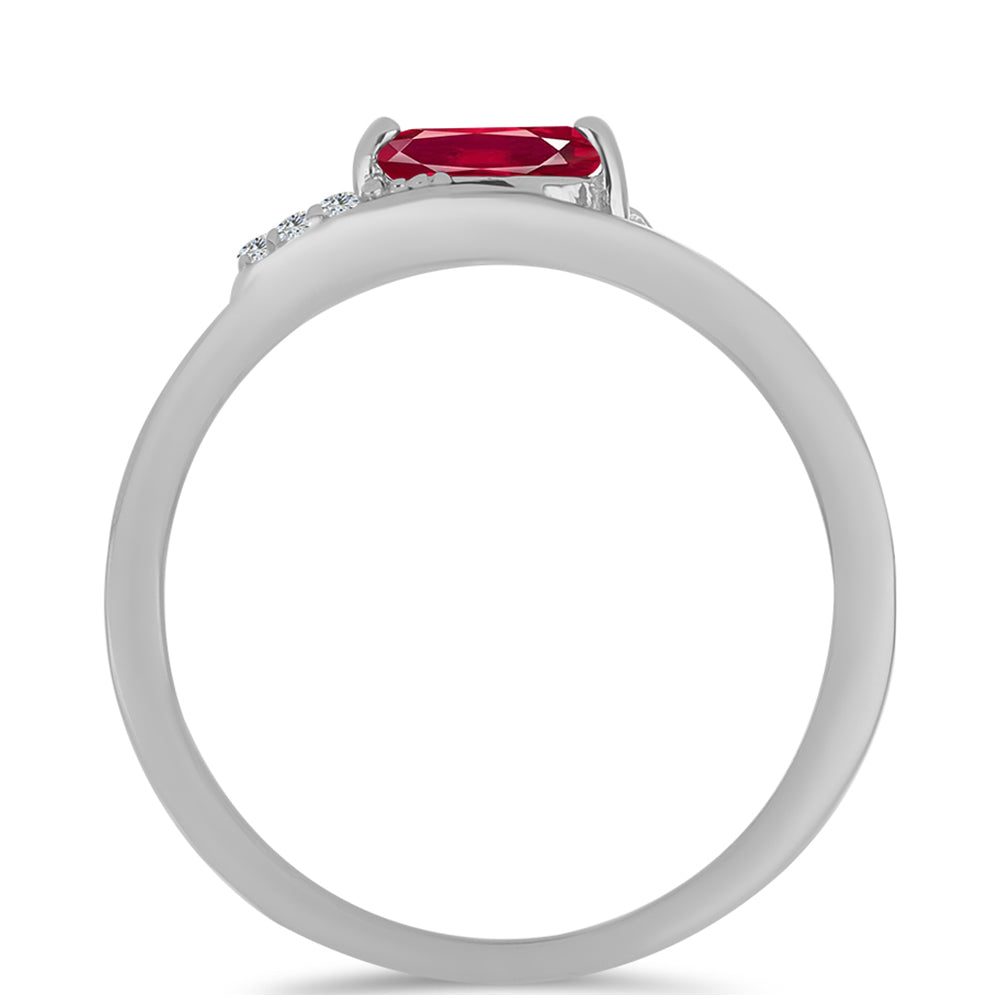 Anillo de Plata con Rubí de Madagascar y Topacio Blanco 2 