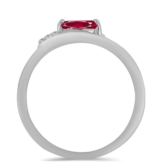 Anillo de Plata con Rubí de Madagascar y Topacio Blanco