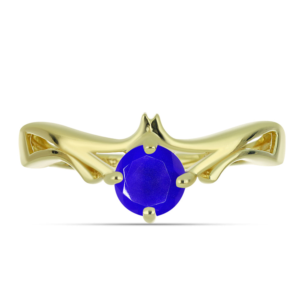 Anillo de Plata Bañada en Oro con Ágata azul 1 