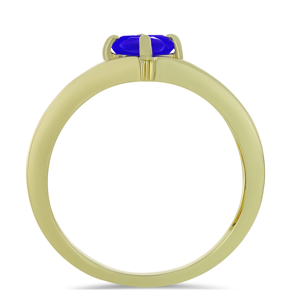 Anillo de Plata Bañada en Oro con Ágata azul 2 