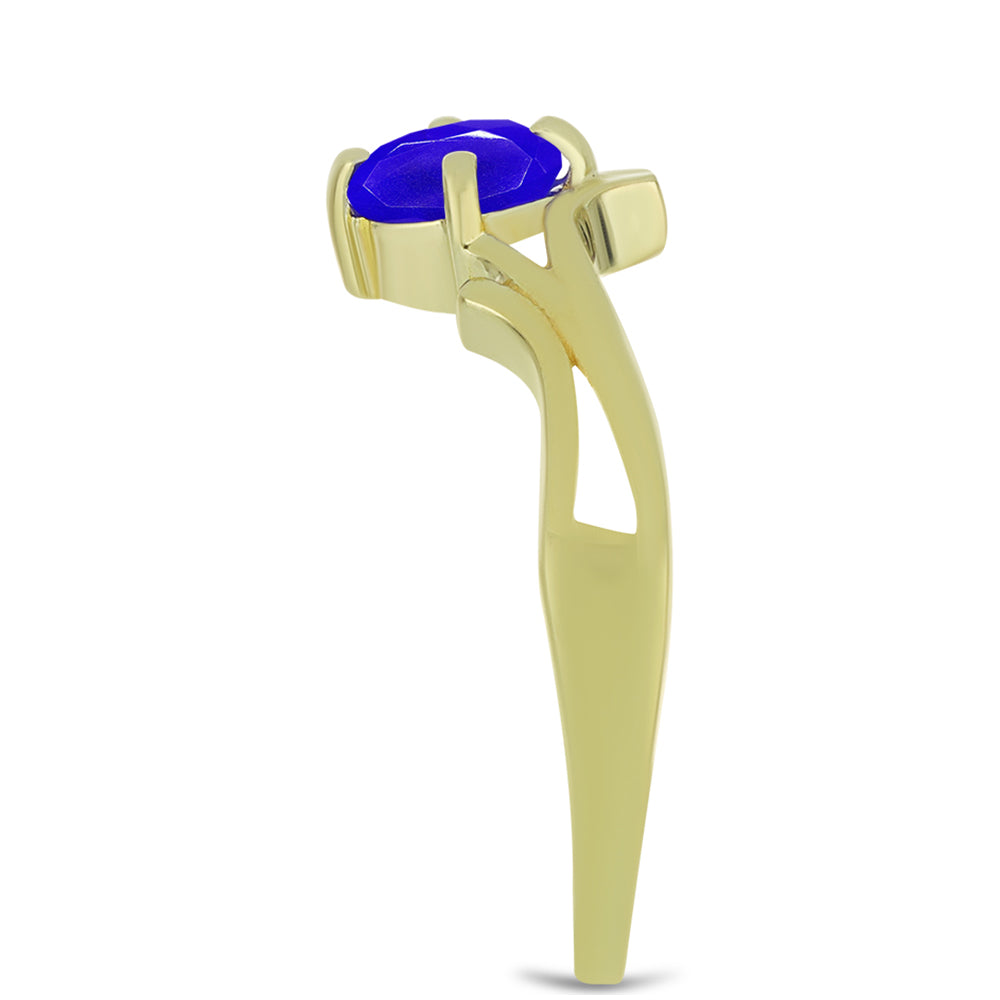 Anillo de Plata Bañada en Oro con Ágata azul 4 
