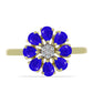 Anillo de Plata Bañada en Oro con Ágata azul y Topacio Blanco