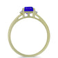 Anillo de Plata Bañada en Oro con Ágata azul y Topacio Blanco