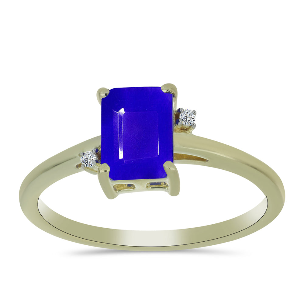 Anillo de Plata Bañada en Oro con Ágata azul y Topacio Blanco 3 