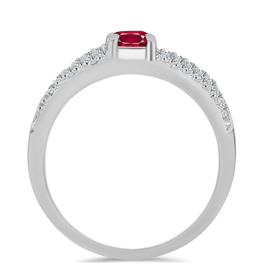 Anillo de Plata con Rubí de Madagascar y Topacio Blanco 2 