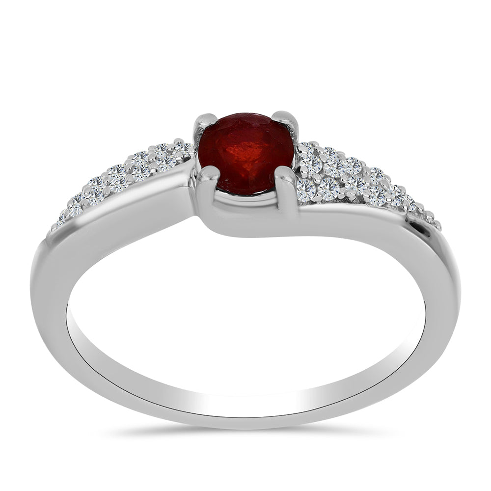 Anillo de Plata con Rubí de Madagascar y Topacio Blanco 3 