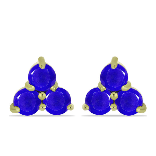 Pendientes de Plata Bañada en Oro con Ágata azul