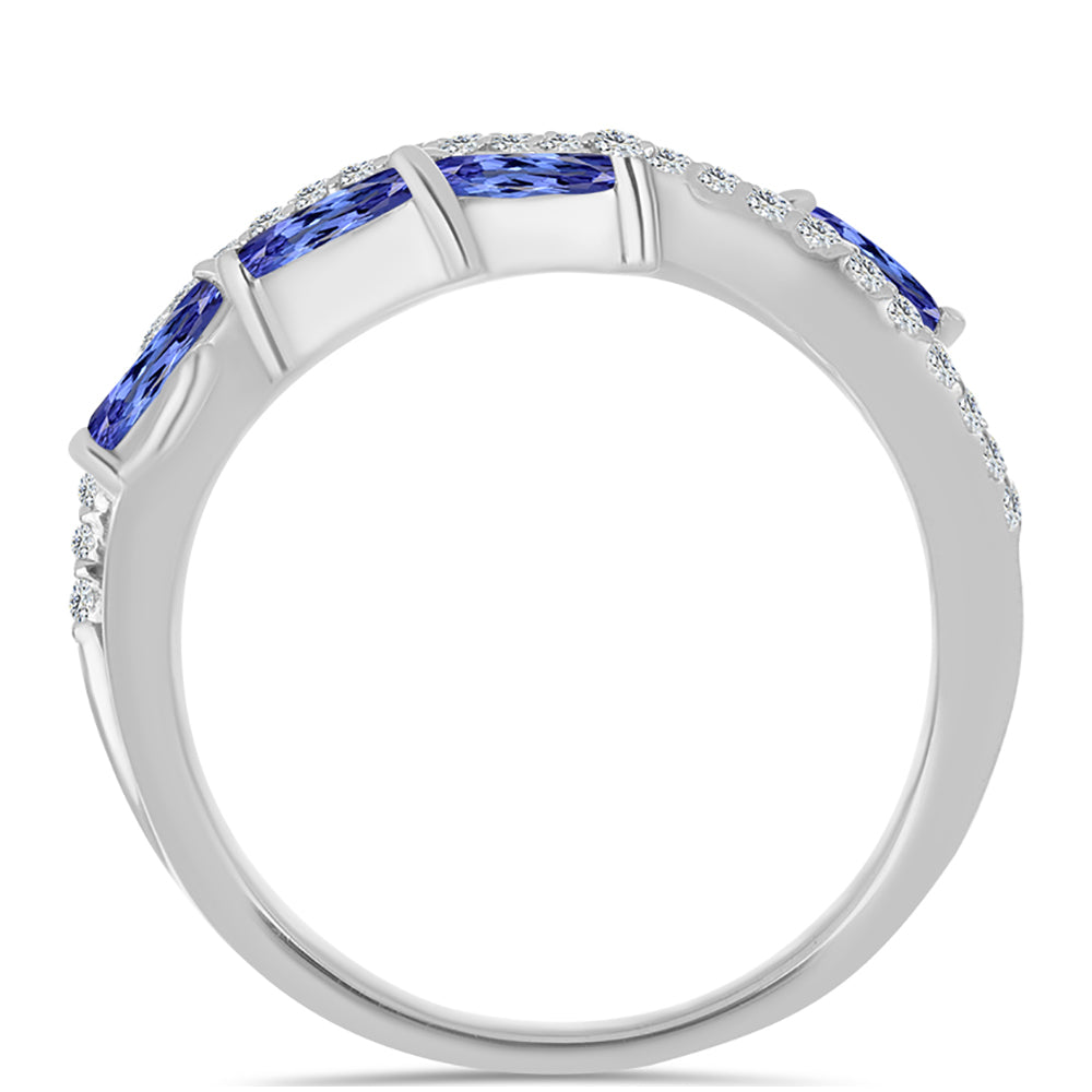Anillo de Plata con Tanzanita y Topacio Blanco 2 