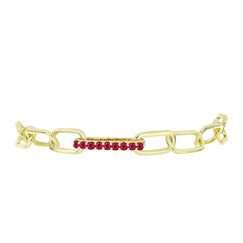 Pulsera de Plata Bañada en Oro con Rubí de Madagascar 2 