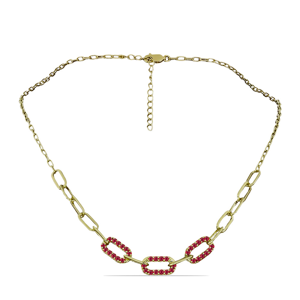 Collar de Plata Bañada en Oro con Rubí de Madagascar