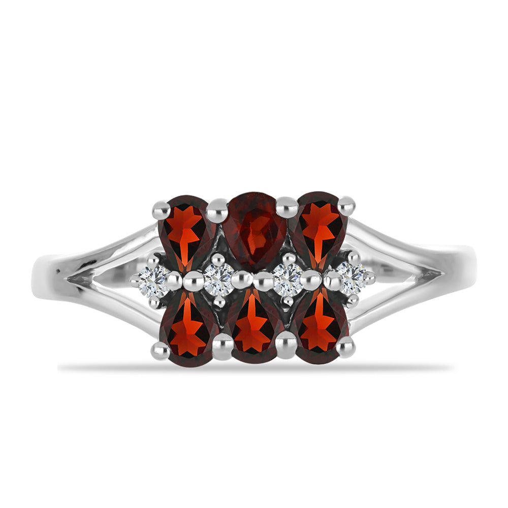 Anillo de Plata con Granate Barton y Topacio Blanco 1 