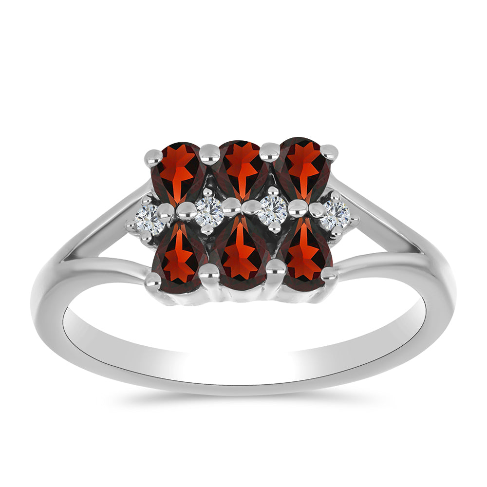 Anillo de Plata con Granate Barton y Topacio Blanco