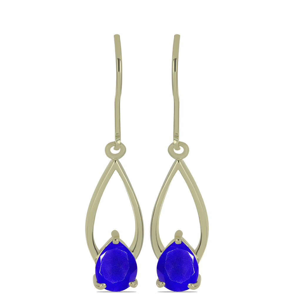 Pendientes de Plata Bañada en Oro con Ágata azul