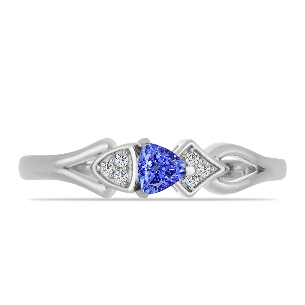 Anillo de Plata con Tanzanita y Topacio Blanco
