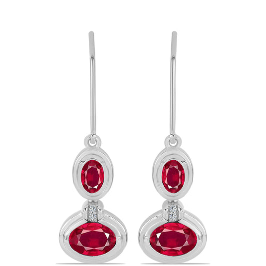 Pendientes de Plata con Rubí de Madagascar y Topacio Blanco