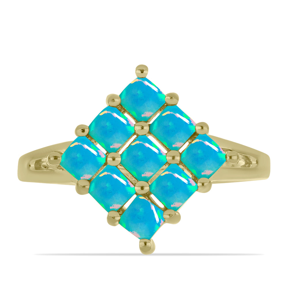 Anillo de Plata Bañada en Oro con Ópalo Azul Paraiba de Etiopía 1 
