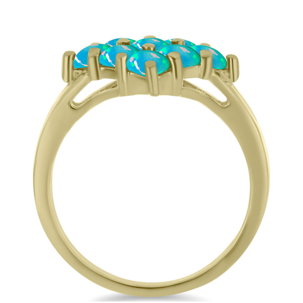 Anillo de Plata Bañada en Oro con Ópalo Azul Paraiba de Etiopía 2 