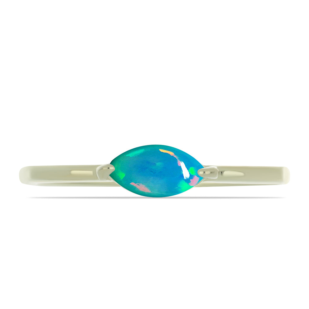 Anillo de Plata Bañada en Oro con Ópalo Azul Paraiba de Etiopía