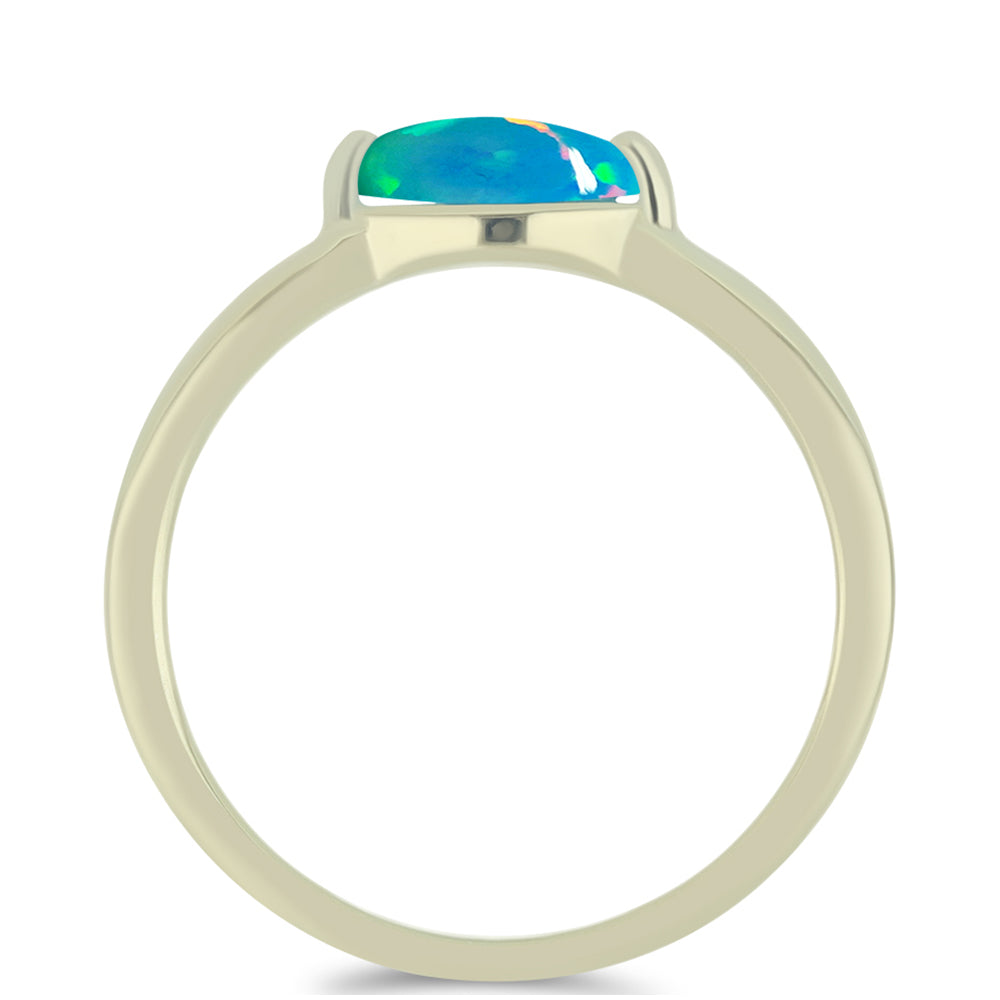 Anillo de Plata Bañada en Oro con Ópalo Azul Paraiba de Etiopía 2 