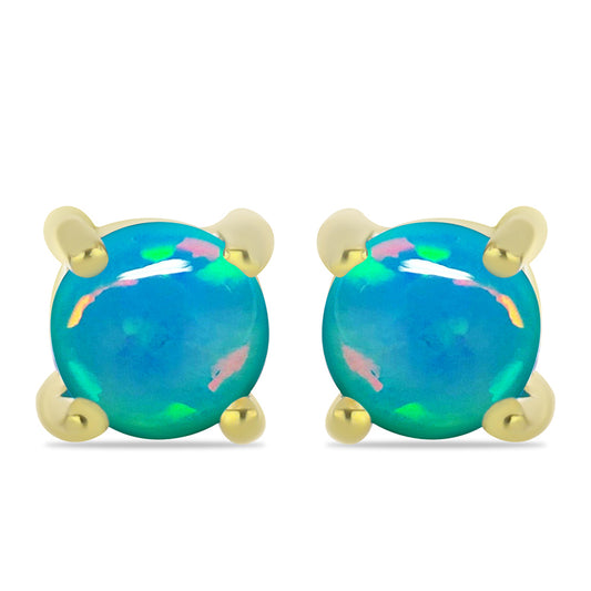 Pendientes de Plata Bañada en Oro con Ópalo Azul Paraiba de Etiopía