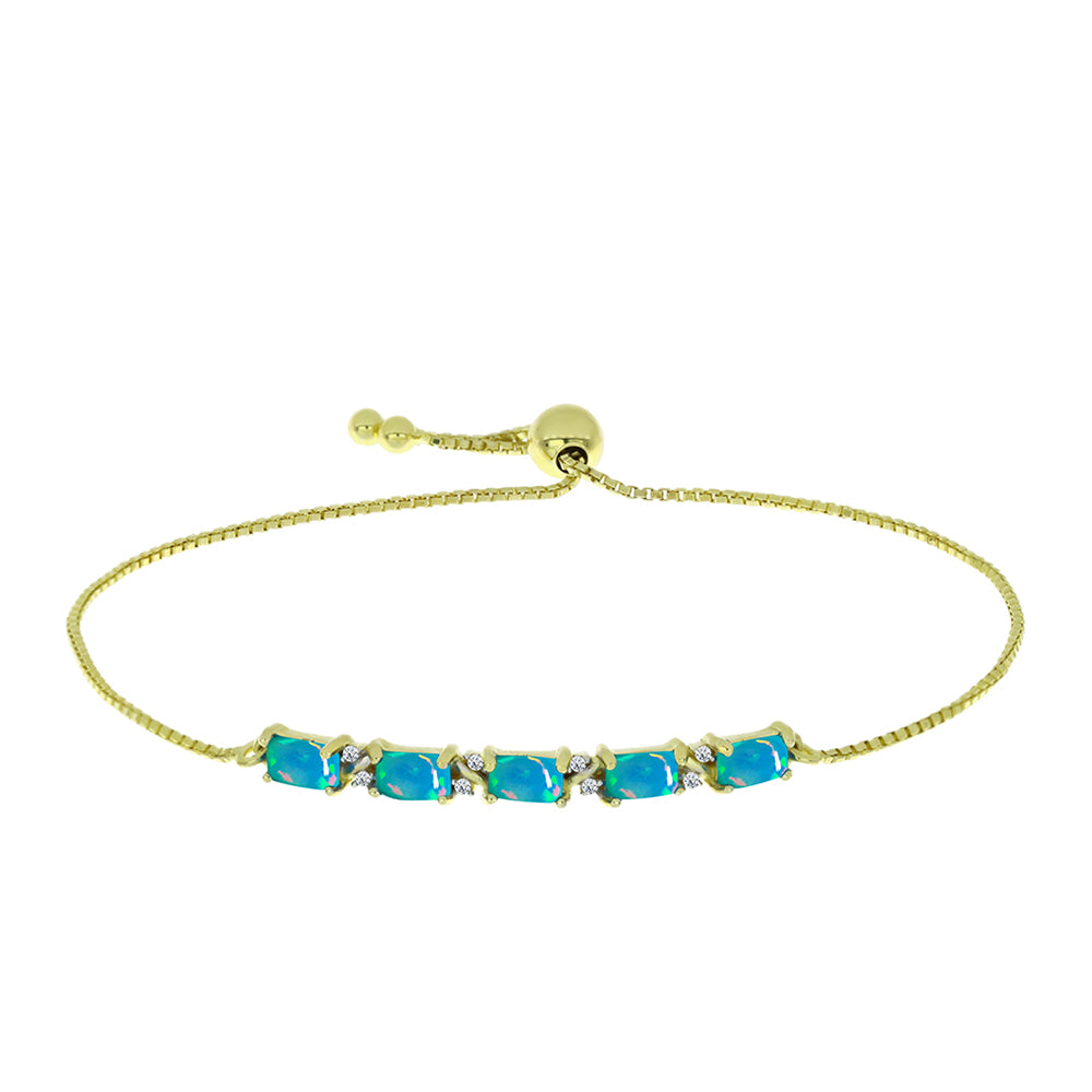 Pulsera de Plata Bañada en Oro con Ópalo Azul Paraiba de Etiopía y Topacio Blanco 1 
