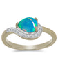 Anillo de Plata Bañada en Oro con Ópalo Azul Paraiba de Etiopía y Topacio Blanco