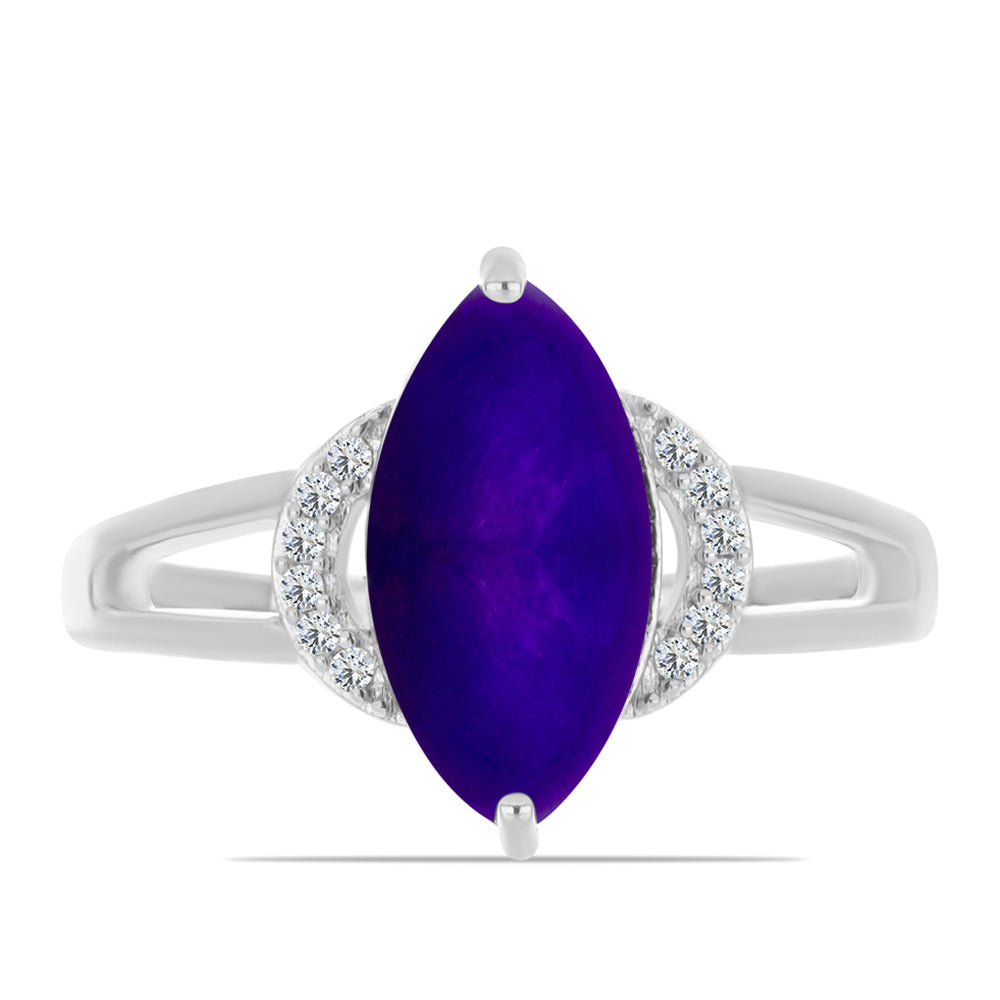 Anillo de Plata con Jade Púrpura y Topacio Blanco 1 