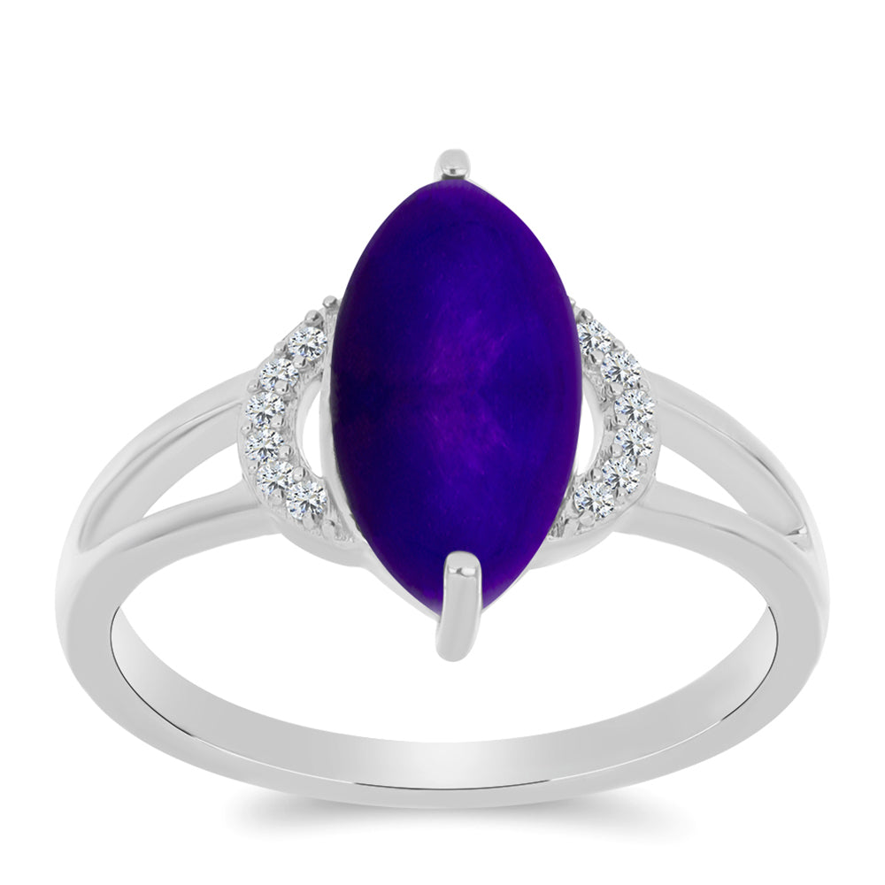 Anillo de Plata con Jade Púrpura y Topacio Blanco 3 