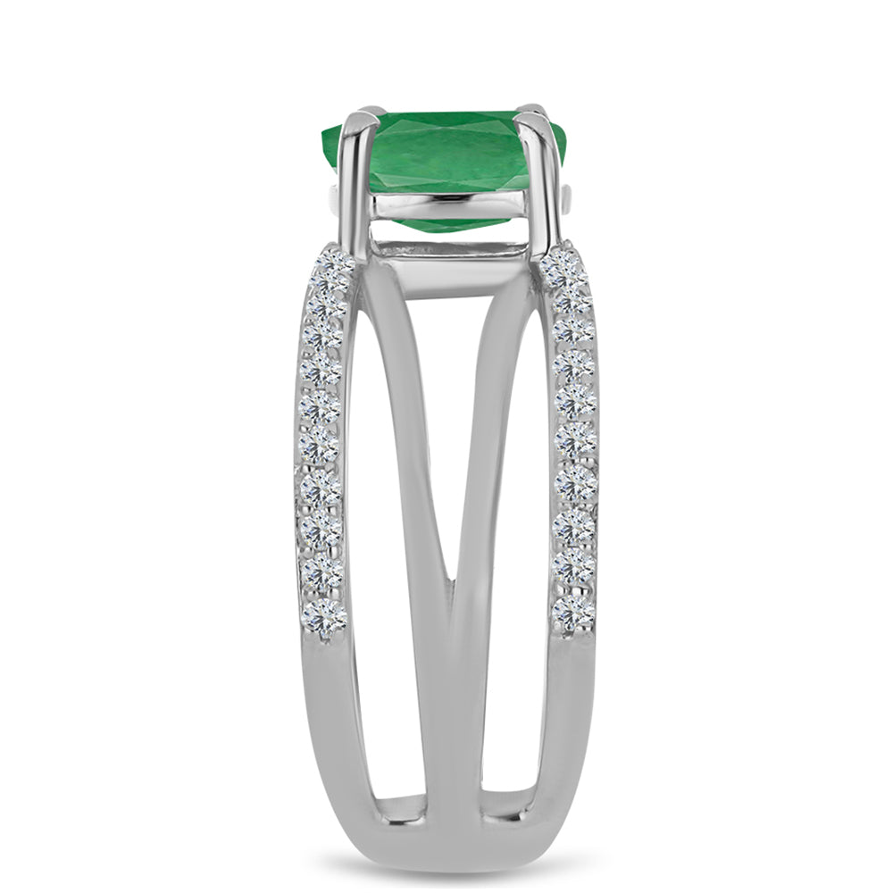 Anillo de Plata con Esmeralda de Brasil y Topacio Blanco 4 