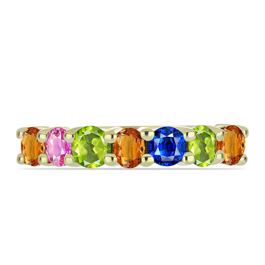 Anillo de Plata Bañada en Oro con Zafiro Arco Iris Rosebery
