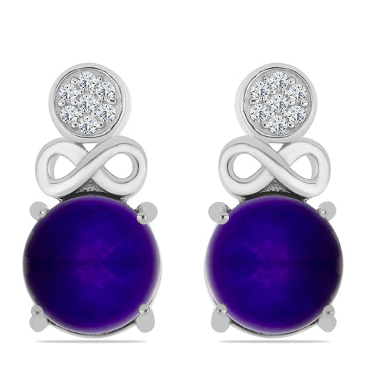 Pendientes de Plata con Jade Púrpura y Topacio Blanco