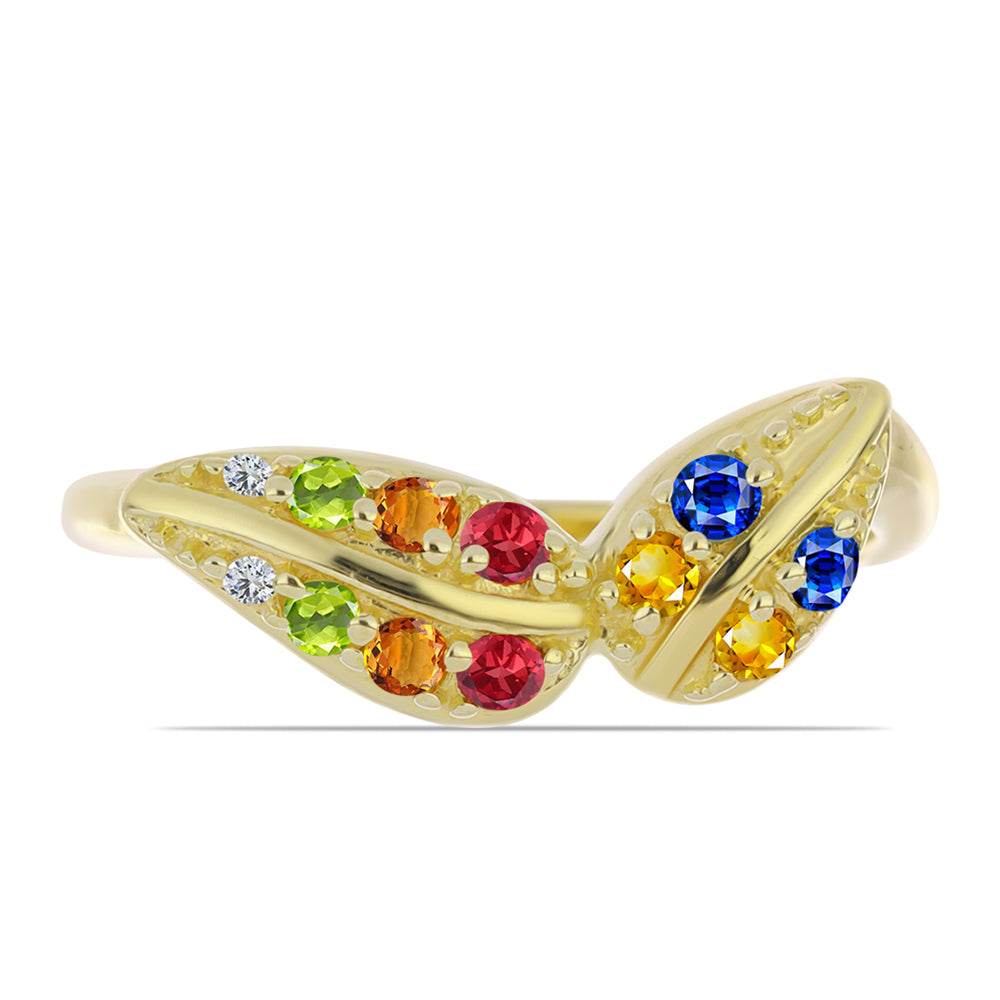 Anillo de Plata Bañada en Oro con Zafiro Arco Iris Rosebery y Topacio Blanco 1 
