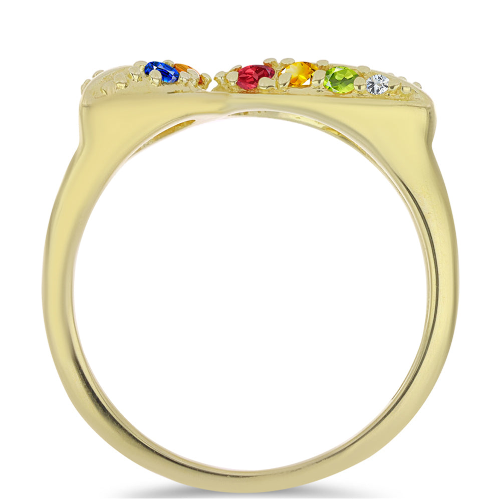 Anillo de Plata Bañada en Oro con Zafiro Arco Iris Rosebery y Topacio Blanco 2 
