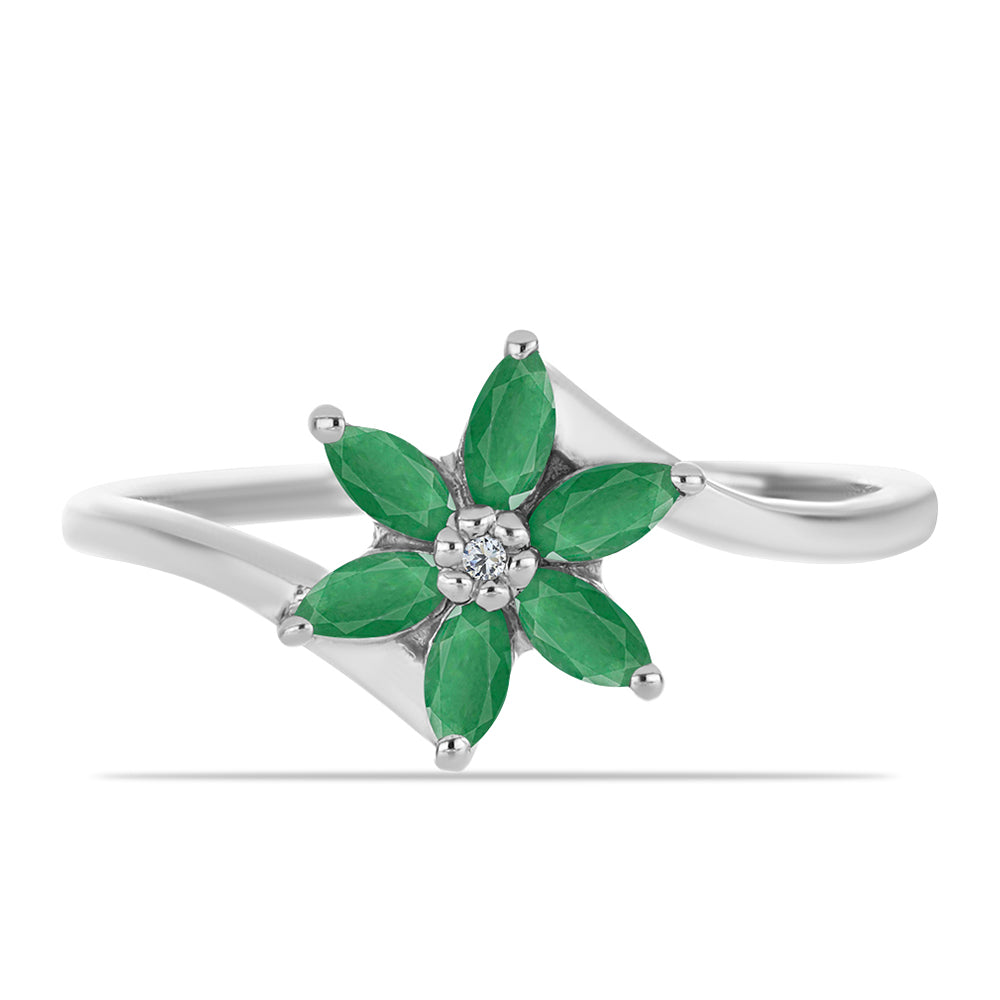 Anillo de Plata con Esmeralda de Brasil y Topacio Blanco 1 