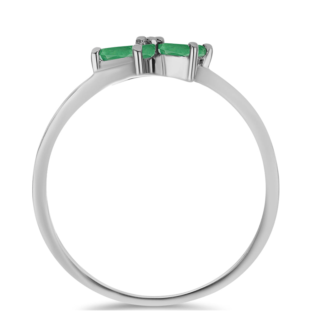 Anillo de Plata con Esmeralda de Brasil y Topacio Blanco 2 
