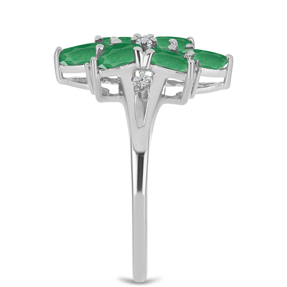 Anillo de Plata con Esmeralda de Brasil y Topacio Blanco 4 