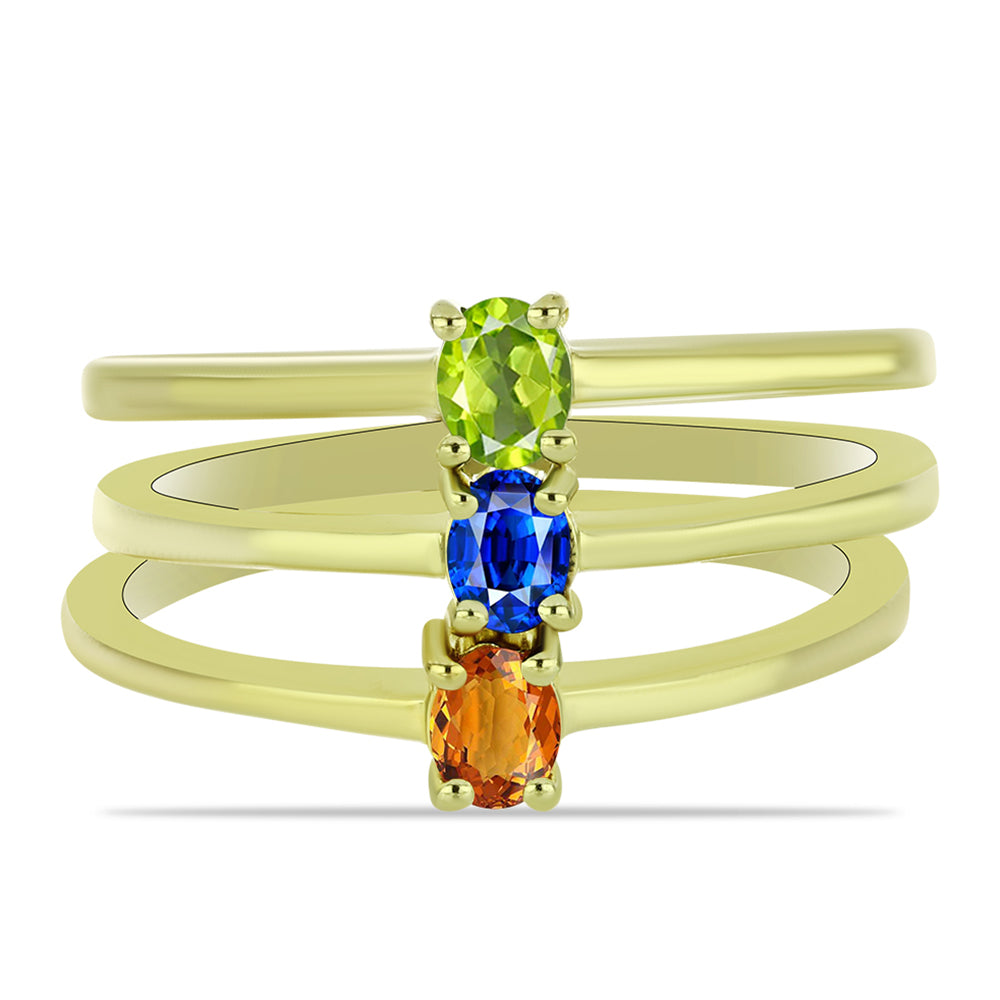 Conjunto de Plata Bañada en Oro con Zafiro Azul Australiano y Zafiro Padparadscha ( Anillo )