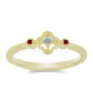 Anillo de Plata Bañada en Oro con Diamante Rojo y Diamante blanco