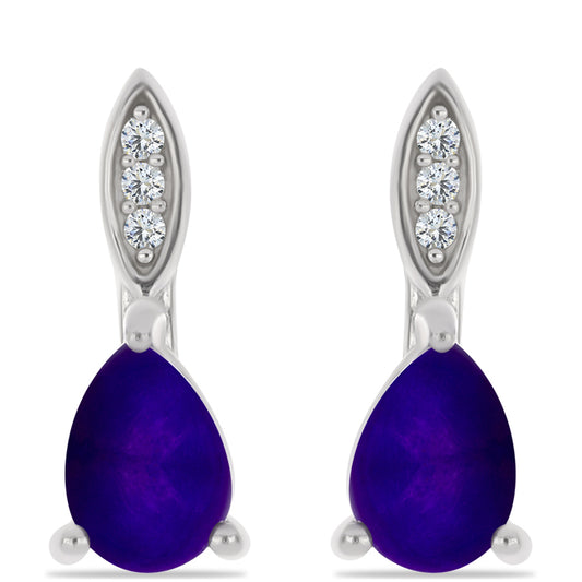Pendientes de Plata con Jade Púrpura y Topacio Blanco