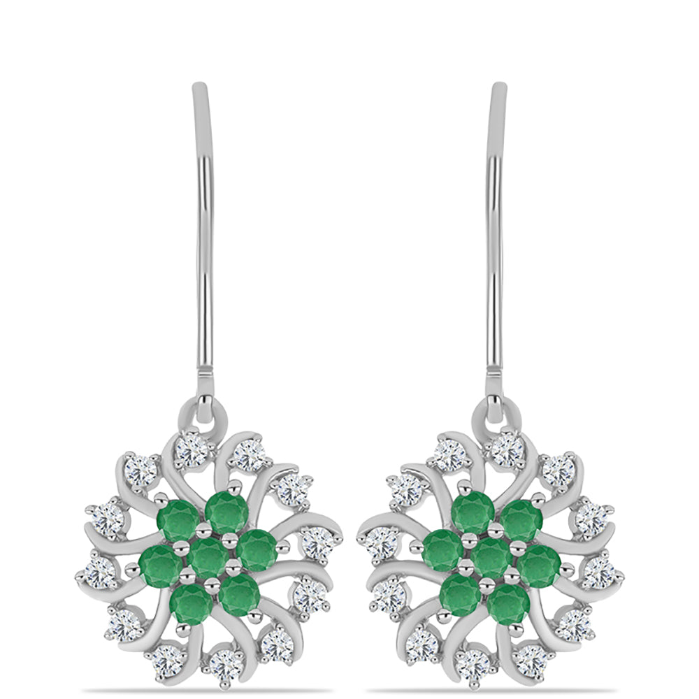Pendientes de Plata con Esmeralda de Brasil y Topacio Blanco 3 